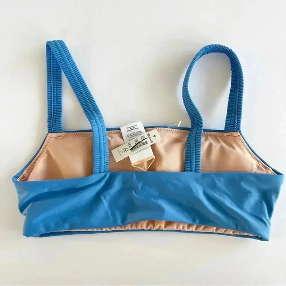 Madewell Scrunchy Strap Square Neck Bikini Top Ornamental Blue XS NWT - Picture 6 of 7